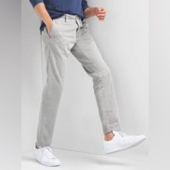 GAP Men's Pants Slim Fit Chinos Casual Vintage Washed Light Gray Size 32 - Picture 1 of 13